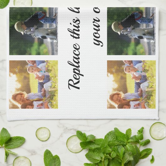 Fotocollage en tekstdeken personaliseren theedoek (Gevouwen)