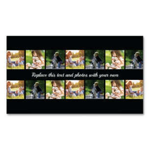 Fotocollage en tekstvisitekaartje m aanpassen magnetisch visitekaartje
