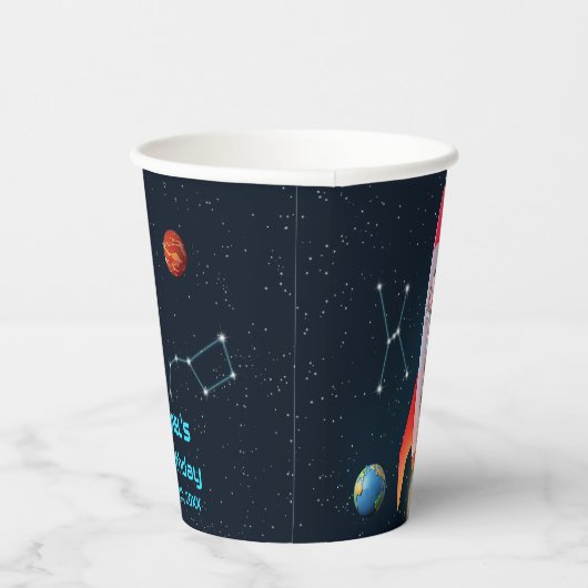 Fotocollage enorm | 1e verjaardag Space Rocket Papieren Bekers (Rechts)