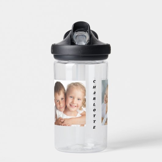 Fotocollage familie beste vrienden naam kinder waterfles (Voorkant)