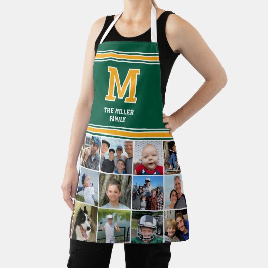 Fotocollage Familie Monogrammed Green Gold Schort (Insitu)