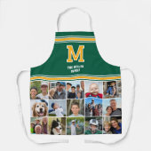 Fotocollage Familie Monogrammed Green Gold Schort (Voorkant)