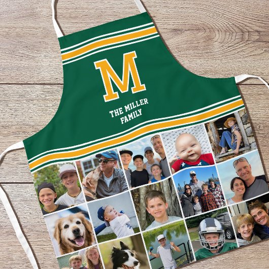 Fotocollage Familie Monogrammed Green Gold Schort