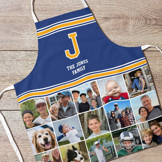 Fotocollage Familie Monogrammed Navy Gold Schort