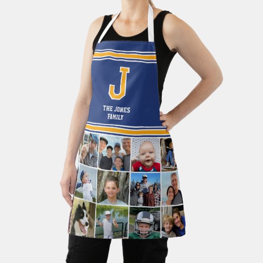 Fotocollage Familie Monogrammed Navy Gold Schort (Insitu)