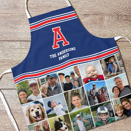 Fotocollage Familie Monogrammed Red Navy Blue Schort