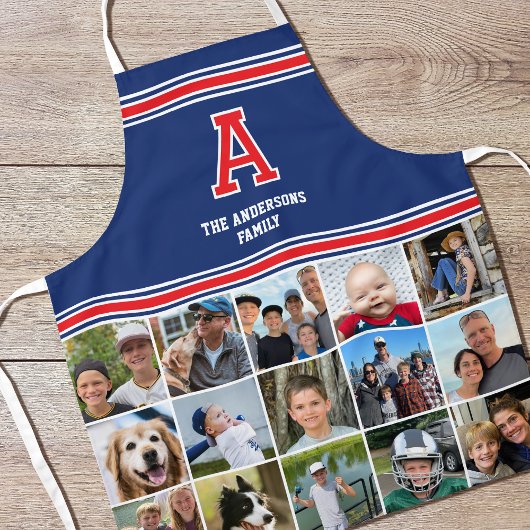 Fotocollage Familie Monogrammed Red Navy Blue Schort