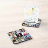 Fotocollage Familie Monogrammed Sinaasappel Zwart Bier Onderzetter (Rechterzijde)
