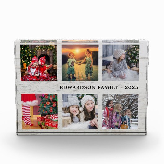 Fotocollage familie Rustisch hout Fotoblokken (Voorkant)