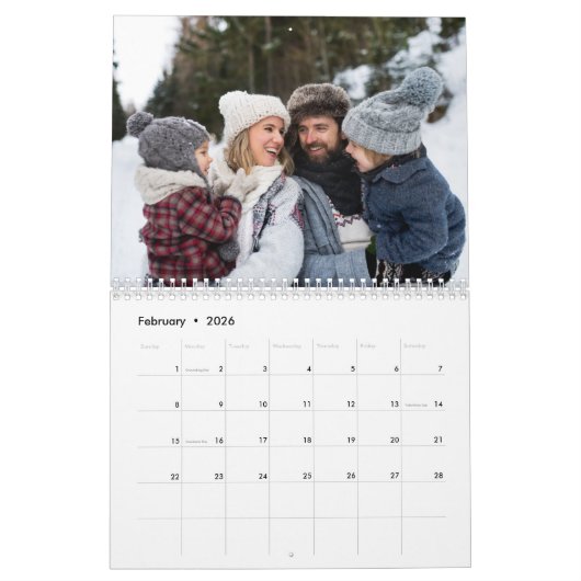 Fotocollage familie scrapbook navy blue kalender (Feb 2026)