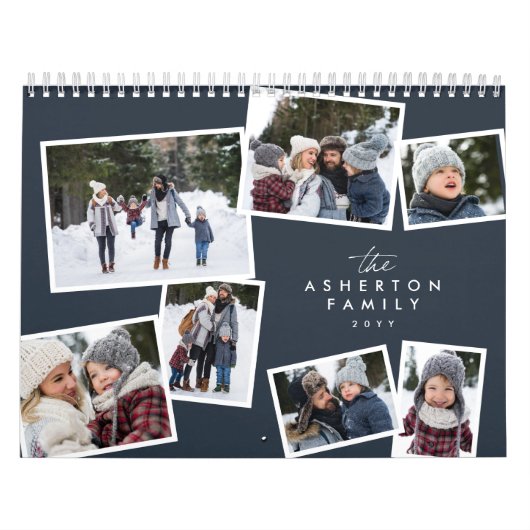 Fotocollage familie scrapbook navy blue kalender (Hoes)
