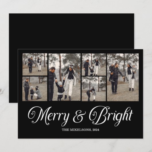 Fotocollage Familie Vrolijk & Helder Kerstmis Feestdagenkaart (Voorkant / Achterkant)