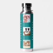 Fotocollage familienaam blauwgroen waterfles (Links)