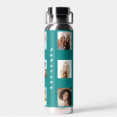 Fotocollage familienaam blauwgroen waterfles (Achterkant)