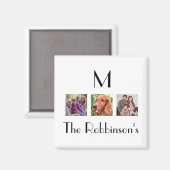 Fotocollage familienaam initiaal sjabloon magneet (Voorkant / Achterkant)