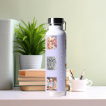Fotocollage familienaam lavendel waterfles<br><div class="desc">Personaliseer en voeg 9 foto's toe van familie,  vrienden,  huisdieren. Voeg uw voornaam en achternaam witte letters toe. Lavendel,  paarse achtergrond</div>