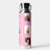 Fotocollage familienaam roze waterfles (Achterkant)