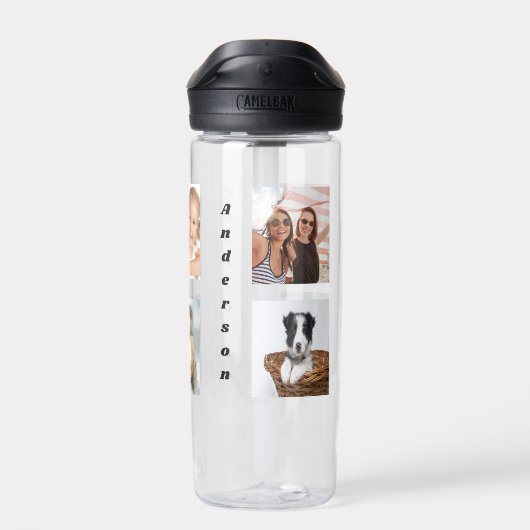 Fotocollage familienaam waterfles (Achterkant)