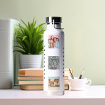 Fotocollage familienaam waterfles<br><div class="desc">Personaliseer en voeg 9 foto's toe van familie,  vrienden,  huisdieren. Voeg je voornaam en achternaam toe aan zwarte letters.</div>