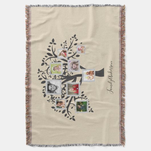 Fotocollage Familiestamboom Sjabloon Persoonlijk Deken (Voorkant Verticaal)