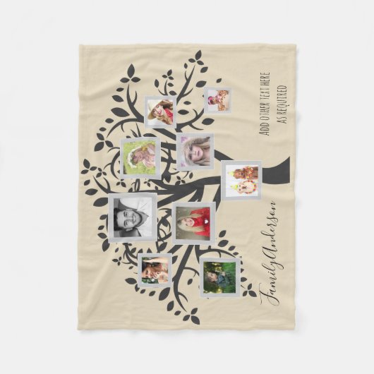 Fotocollage Familiestamboom Sjabloon Persoonlijk Fleece Deken (Voorkant)