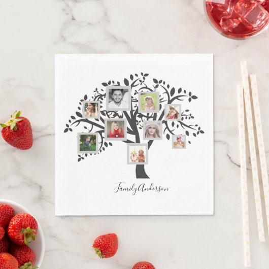 Fotocollage Familiestamboom Sjabloon Persoonlijk Servetten (Insitu)