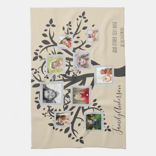 Fotocollage Familiestamboom Sjabloon Persoonlijk Theedoek (Verticaal)
