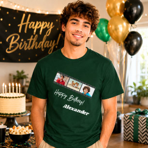 Fotocollage film naam verjaardag man groen t-shirt