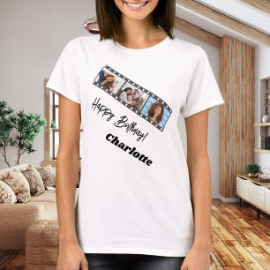Fotocollage film naam verjaardag vrouw t-shirt