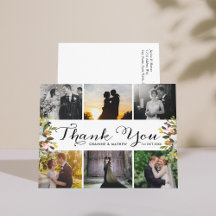 Fotocollage Floral Wedding Dank u Briefkaart