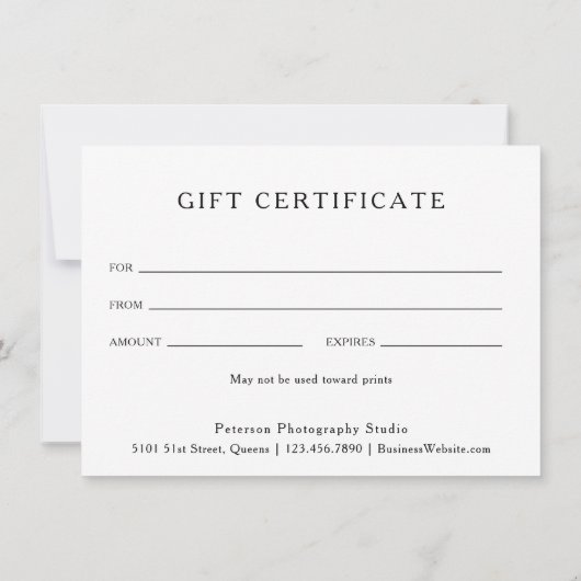 Fotocollage Fotografie Gift Certificate (Achterkant)