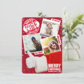 Fotocollage | Funny Thumbs Up Santa Kerstmis Feestdagenkaart (Staand voorkant)