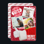 Fotocollage | Funny Thumbs Up Santa Kerstmis Feestdagenkaart<br><div class="desc">Deel je bevestigde leuke status met een schattige kerstkaart met de kerstman zelf die je foto's de duim oplevert. Bovenaan links staat een enorm keurmerk van deze grappige drietalige feestkaart. Deze heeft leuke poetsen op de foto's van het dossier en een enorme kerstman die zijn goedkeuring toont, waardoor het absoluut...</div>