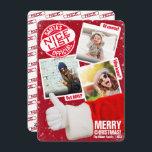 Fotocollage | Funny Thumbs Up Santa Kerstmis Feestdagenkaart<br><div class="desc">Deel je bevestigde leuke status met een schattige kerstkaart met de kerstman zelf die je foto's de duim oplevert. Bovenaan links staat een enorm keurmerk van deze grappige drietalige feestkaart. Deze heeft leuke poetsen op de foto's van het dossier en een enorme kerstman die zijn goedkeuring toont, waardoor het absoluut...</div>