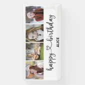 Fotocollage Gelukkige Verjaardag Script Hart Banne Spandoek (Verticaal)