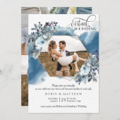 Fotocollage, Geometrische blauwe virtuele bruiloft Kaart (Voorkant / Achterkant)