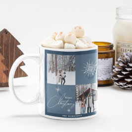 Fotocollage geometrische sneeuwvlokken | Kerstmis Koffiemok