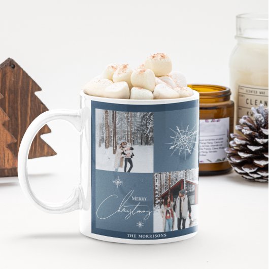 Fotocollage geometrische sneeuwvlokken | Kerstmis Koffiemok