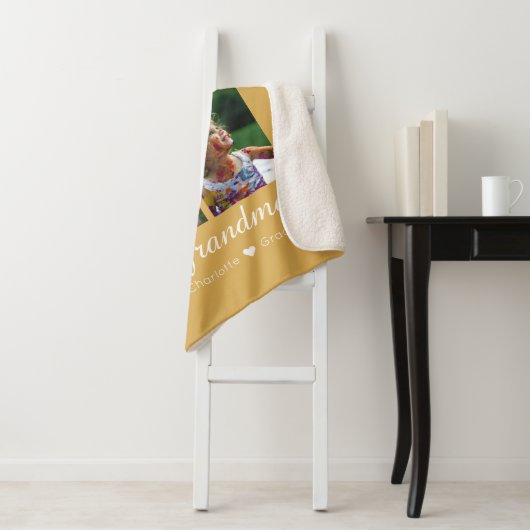 Fotocollage gepersonaliseerd 4 foto's met hart sherpa deken (In situ)