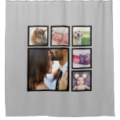 Fotocollage gepersonaliseerd 6 fotosjabloon douchegordijn (Voorkant)