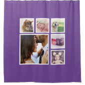 Fotocollage gepersonaliseerd 6 fotosjabloon douchegordijn (Voorkant)