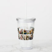 Fotocollage gepersonaliseerd monogram acryl drinkbeker (Voorkant)