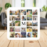 Fotocollage gepersonaliseerd monogram bier onderzetter<br><div class="desc">Creëer uw eigen gepersonaliseerde foto collage onderzetter met aangepaste monogram initiaal.</div>