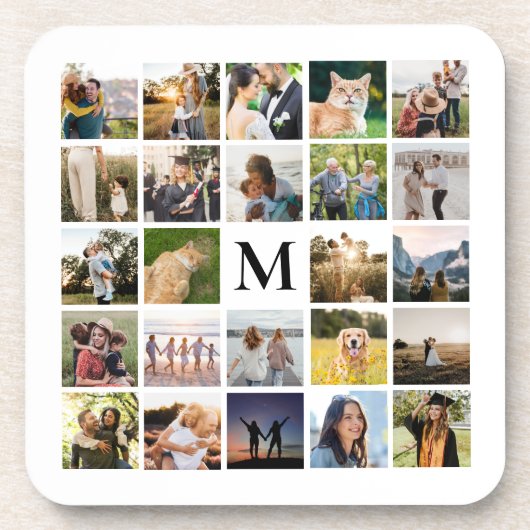 Fotocollage gepersonaliseerd monogram bier onderzetter (Voorkant)