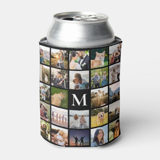 Fotocollage gepersonaliseerd monogram blikjeskoeler (Blikje Voorkant)