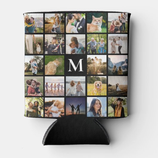 Fotocollage gepersonaliseerd monogram blikjeskoeler (Voorkant)