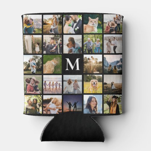 Fotocollage gepersonaliseerd monogram blikjeskoeler (Achterkant)