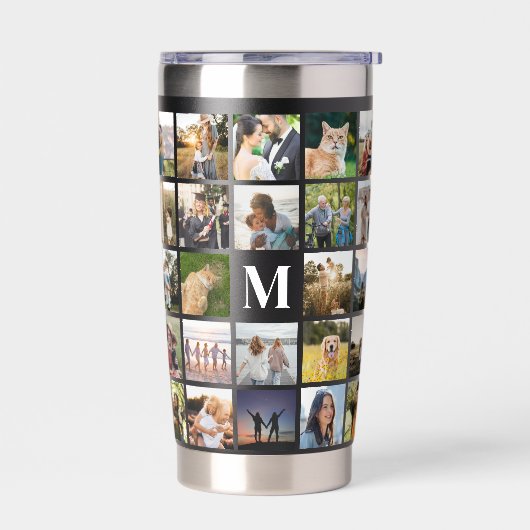 Fotocollage gepersonaliseerd monogram geïsoleerde drinkbeker (Links)