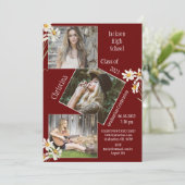 Fotocollage gepersonaliseerd rood Afstuderen Aankondiging (Staand voorkant)