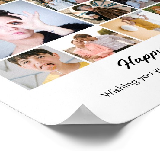 Fotocollage gepersonaliseerd verjaardagsgeschenk poster (Hoek)